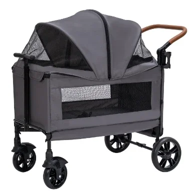 #JXB Factory Customized Can Push And Pull Outdoor Travel Dogs Strolley Foldable Breathable Pet Stroller With Adjustable Canopy
