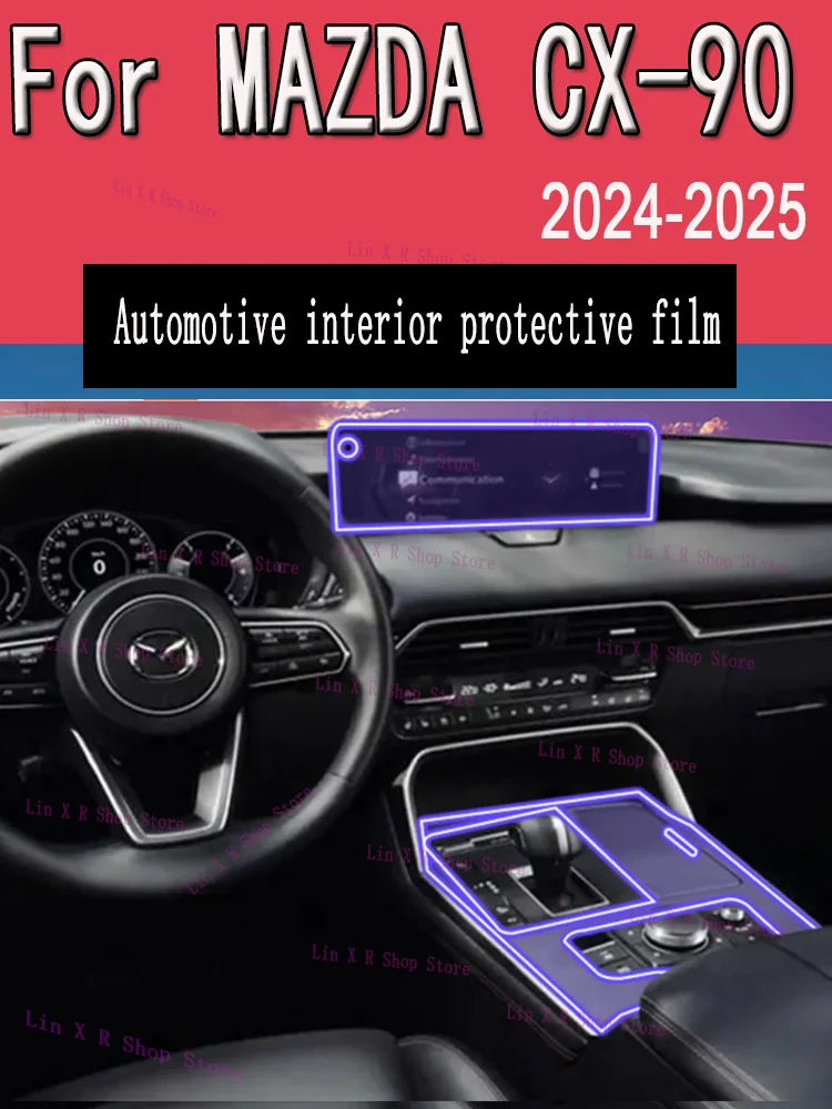 For  MAZDA CX-90 2024-2025 Car Gearbox Panel Film Dashboard Protective Sticker Interior Anti-Scratch Film Cover Accessories