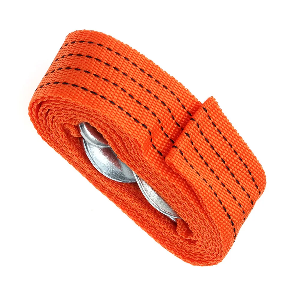 

4 Meters 3 Ton Car Trailer Fluorescent Nylon Tow Rope Forged Iron Hook Safe Night Use Durable Winch Rope Thicken Sturdy Towing