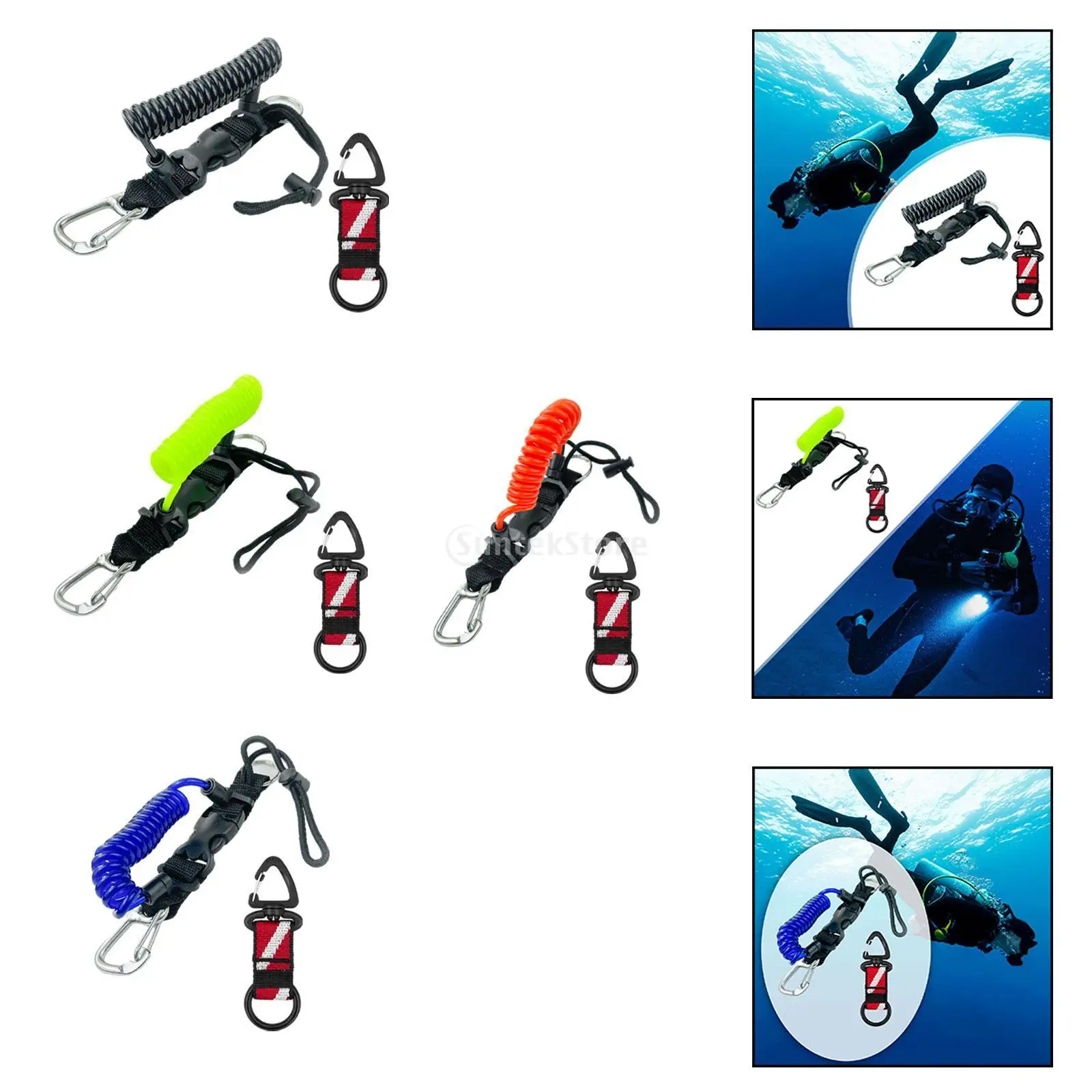 

Ремешок для подводного плавания, катушка для камеры для дайвинга, быстроразъемная пряжка, пружинный спиральный ремешок, инструменты, ремешок для подводного плавания, веревка