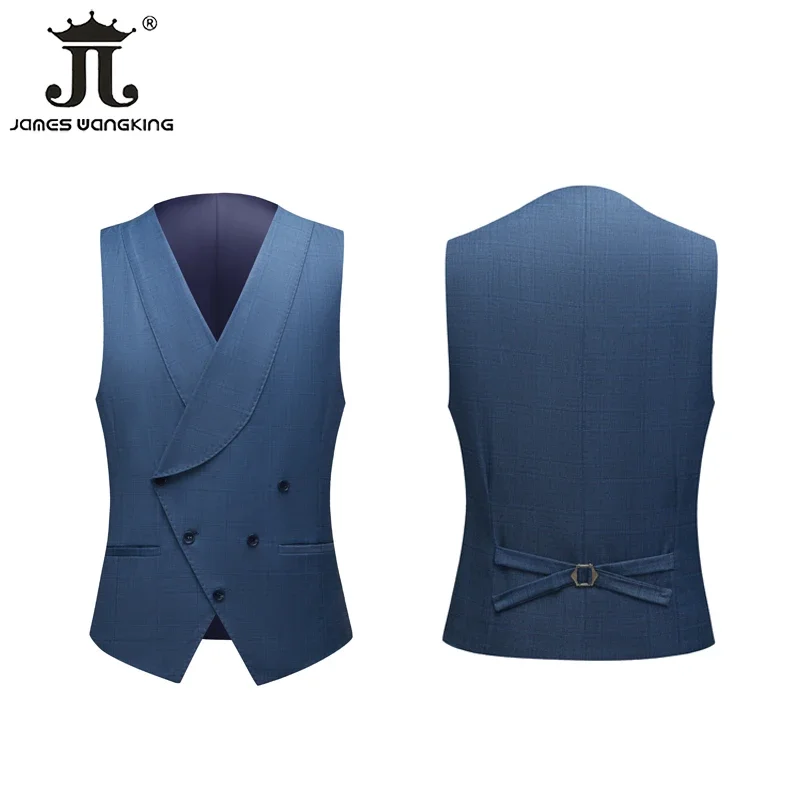 ( Blazer + Vest + Pants) Groom Wedding Dress Slim Mens Grid Suit 3-piece Business Casual Work Clothes Social Banquet Ball Tuxedo