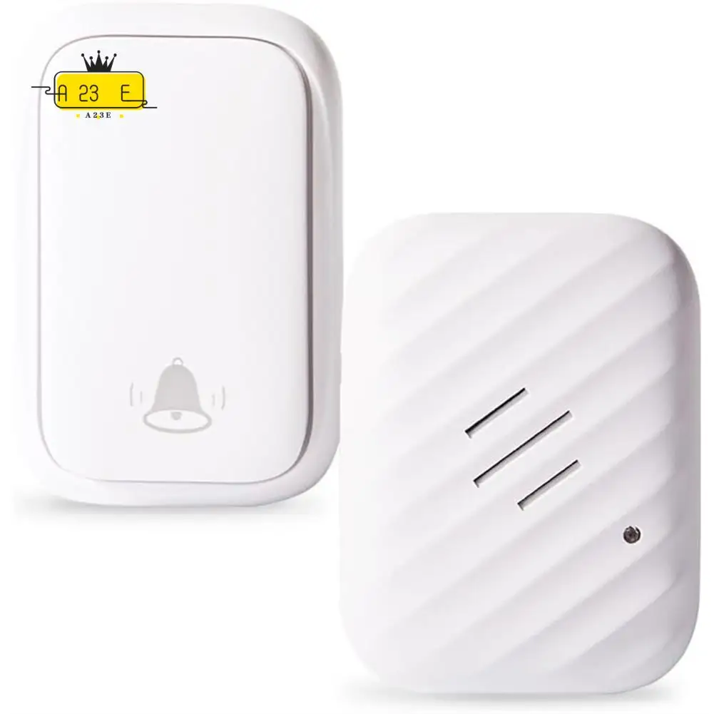 A23E-Battery-Free Wireless Doorbell,No Batteries Needed,600 FT Range, Adjustable Volume,Waterproof For Classroom,Home US Plug