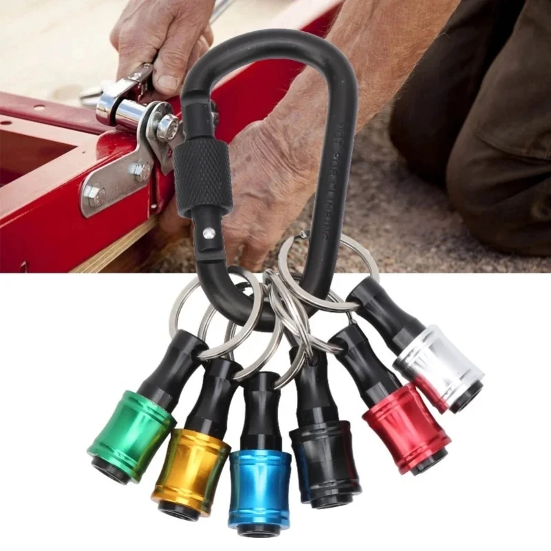 

6pc color key chain quick-change extension rod 1/4 hexagon handle changeover rod screwdriver quick-release sleeve tool set