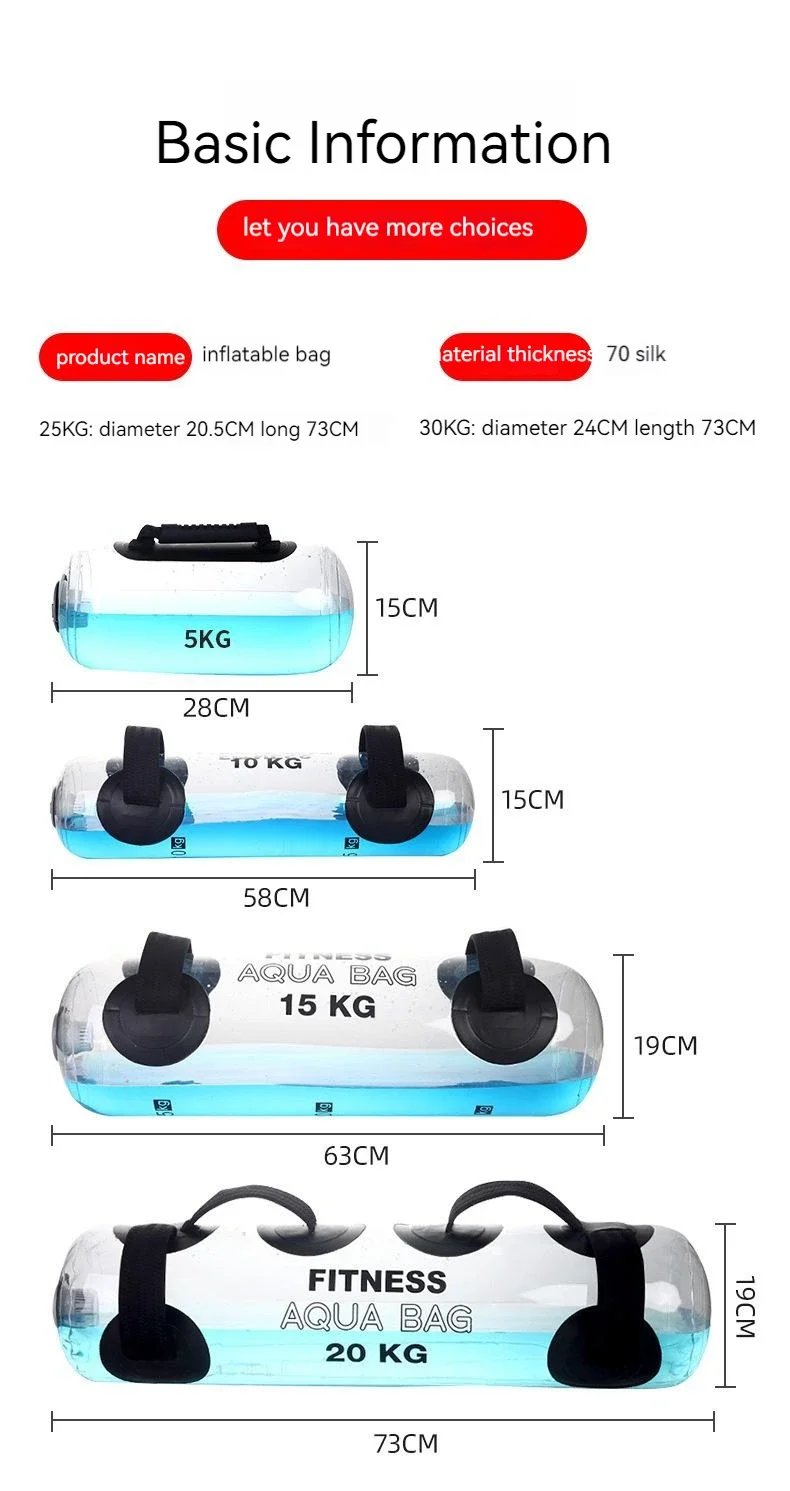 Fitness Aqua Bag Wasser Power Taschen Workout Sandsack Wasser Home Gym Gewichtheben Core Training Bodybuilding Crossfit Übung Werkzeug – Detail 4