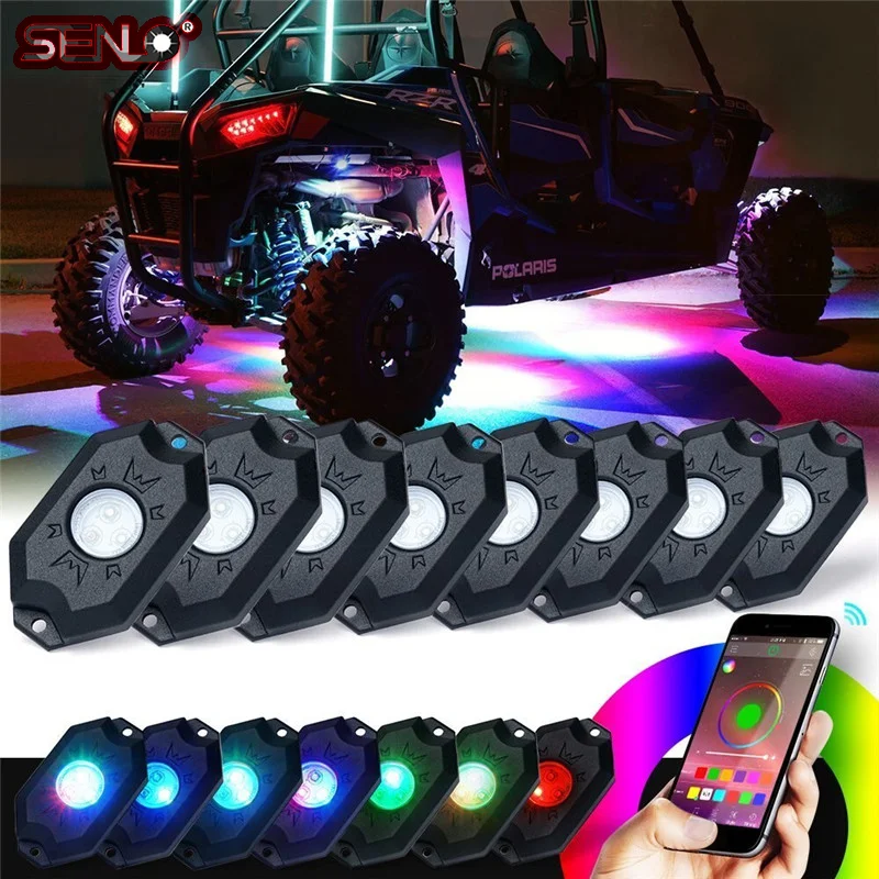 

4/8/12 Pcs RGB LED Car Atmosphere Light 24SMD Chassis Light Waterproof Wheel Light Stone Rock Light For Car SUV Pickup Moto New