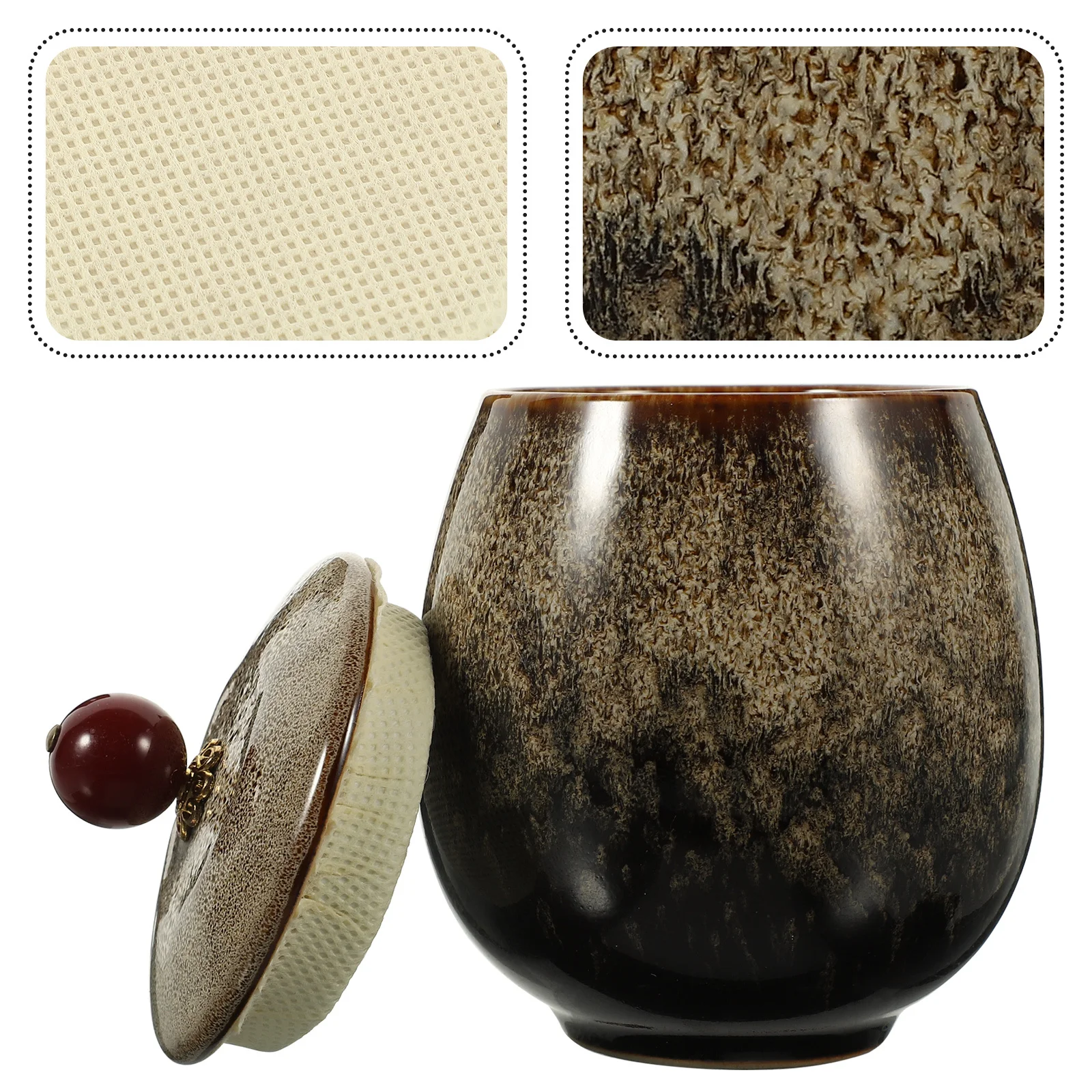 

1Pcs Ceramic Storage Jar 160ml Porcelain Sealed Cover Kitchen Food Tea Candy Storage Container Tea Canister