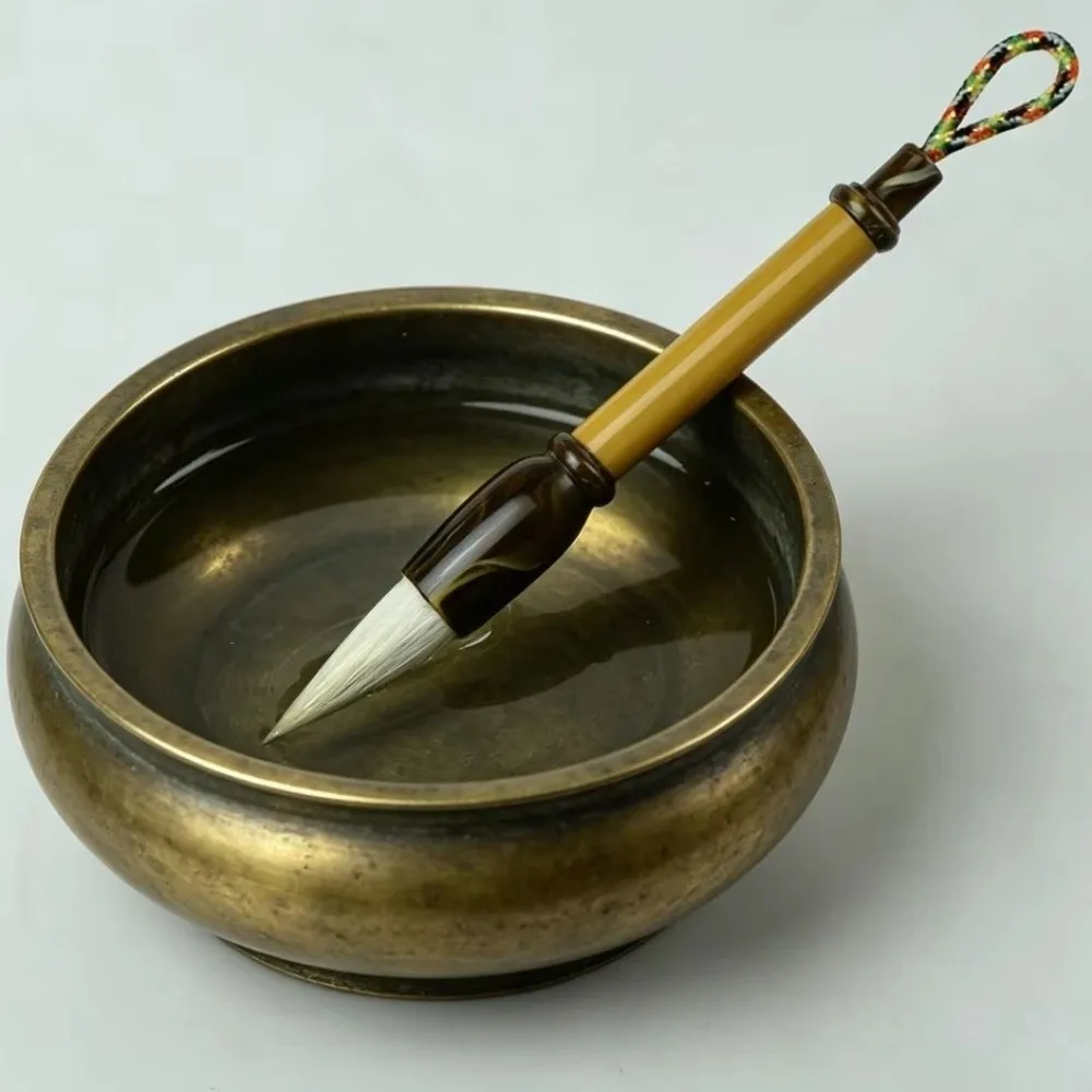 Portable Mini Chinese Calligraphy Brush 9cm Size Small Pocket Size Writing Brush Reusable Bamboo Handle