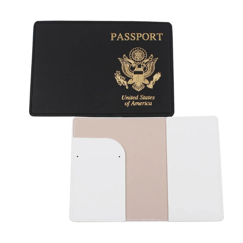 Funda portátil para tarjeta identificación cuero PU con soporte para pasaporte viaje UU. para protector funda