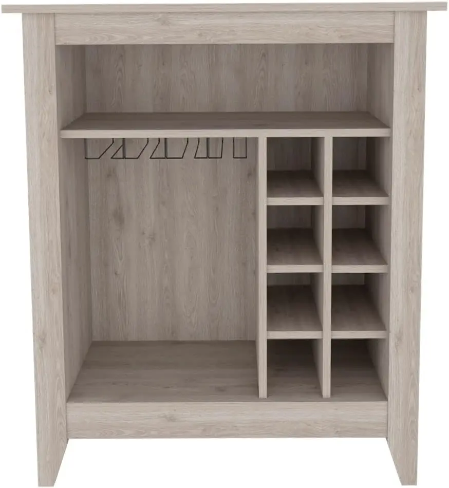 Essential Bar Cabinet, 6 Wine Racks, Open Shelf, & Drawer - Light Gray
