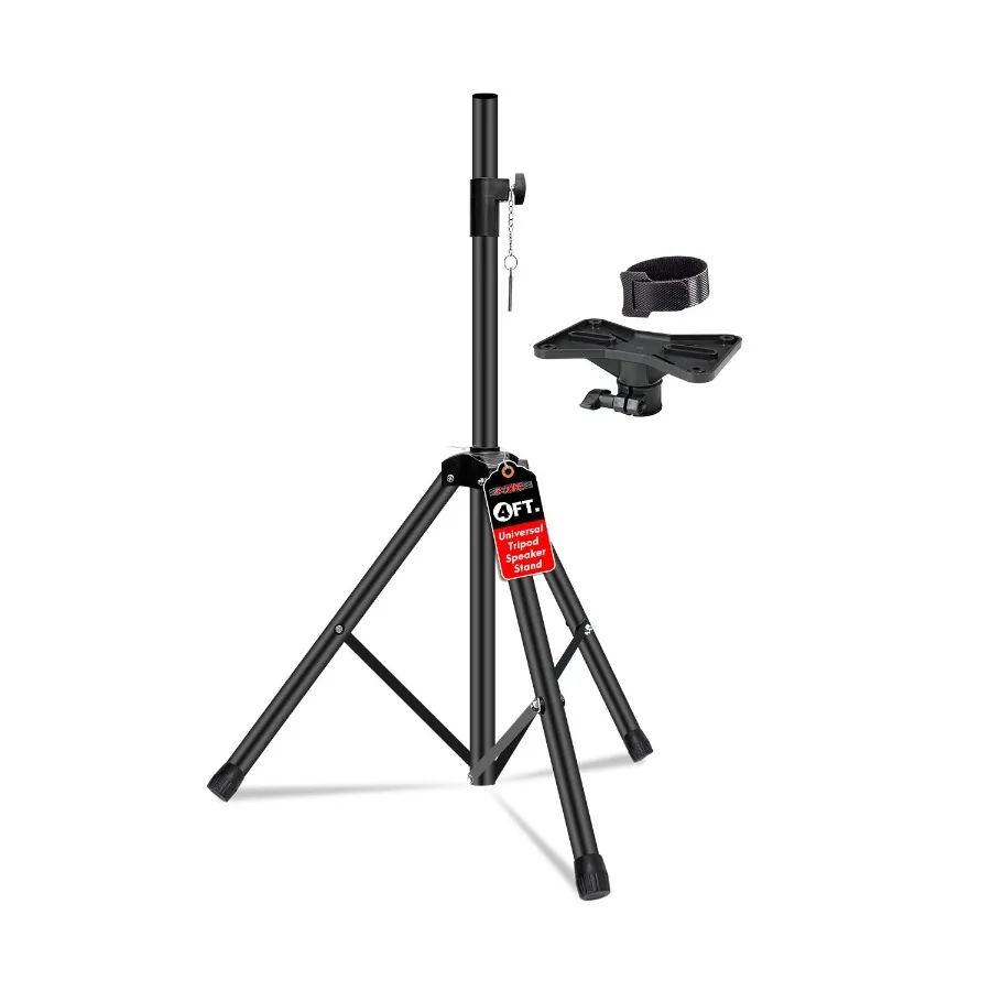 

5 Core Speaker Stand Tripod Floor Adjustable Up to 48 Inch DJ Studio Monitor Stands Short Pole Mount SS HD 1PK 4FT