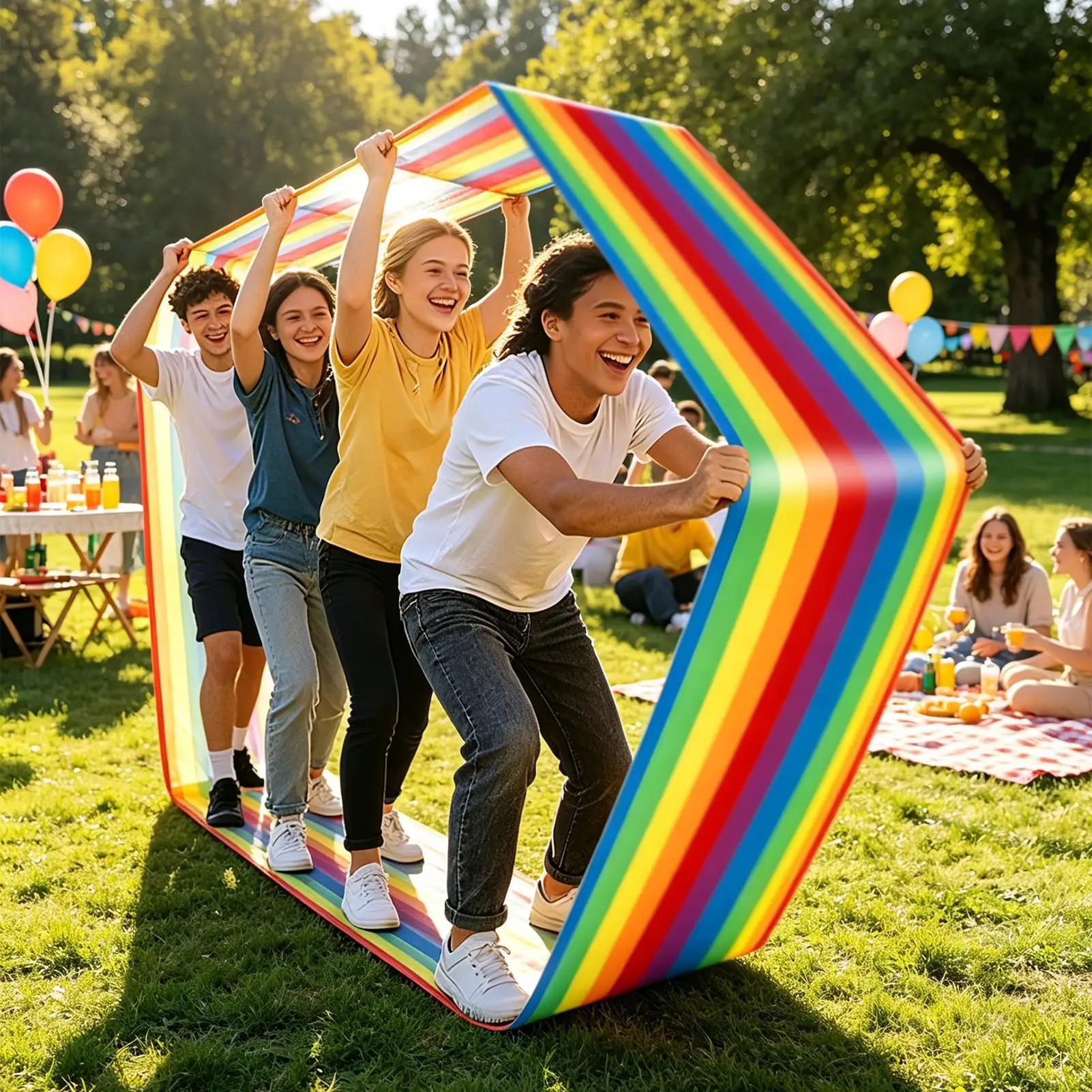 600x70cm Striped Team Building Running Mat Fun Group Activity Game Pad For Kids Adults Family Party Field Day Indoor Outdoor