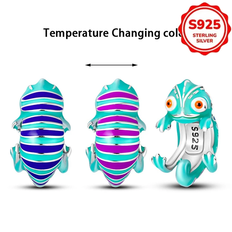 

Plata De Ley 925 Silver Hug the Chameleon Pendant Charms Beads Womens Original Bracelets DIY Jewelry Pendants Fine Gifts