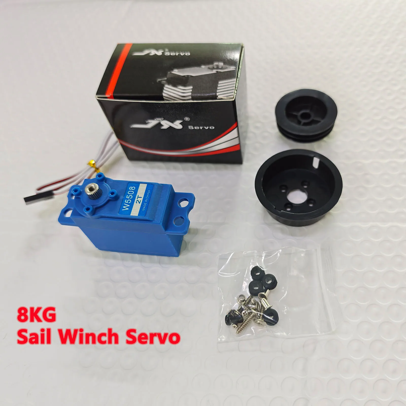8KG High Speed Sail Winch Servo 0.4Sec 6.0V Metal Gear 360 Degree Digital Servo JX Servo W5508-2T for Competition RC Boat Yacht