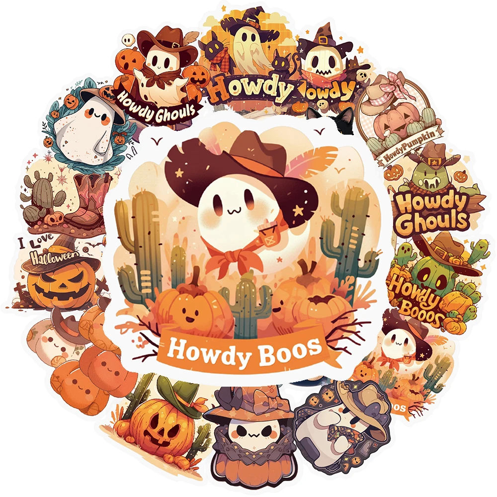 

10/30/50pcs Transparent Cartoon Halloween Pumpkin Ghost Stickers Cute Decals for Luggage Stationery Phone Funny Graffiti Sticker