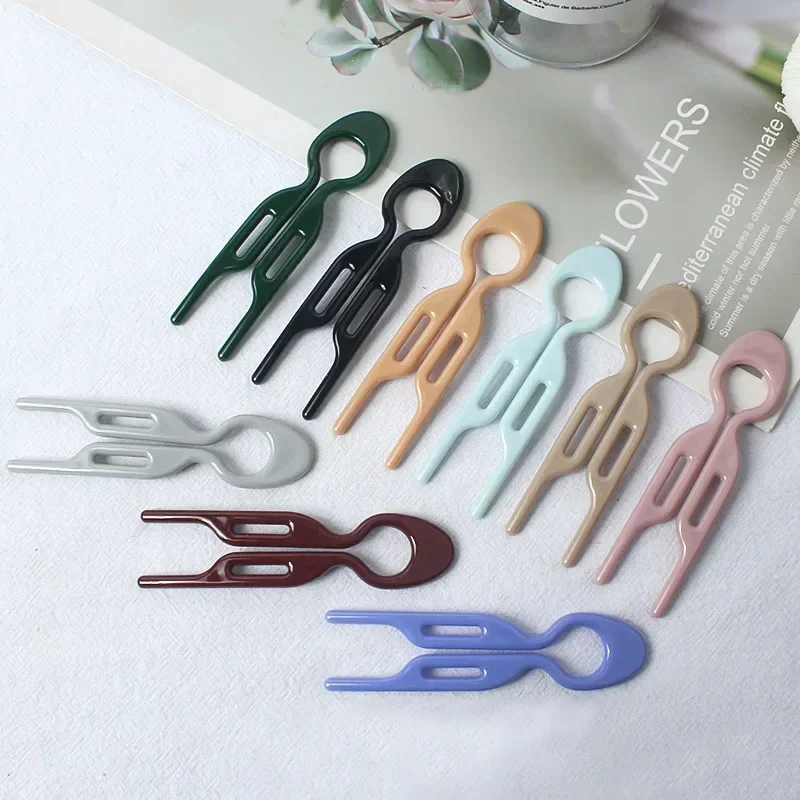 U-shaped Wavy Hair Clip Retro Barrettes Hair Bun Sticks Clip Hairpins Woman Girls Ponytail Meatball Head Sweet Hair Accessories