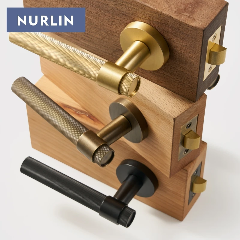 Nurlin US American Standard Brass Knurled Interior Mortise Door Lock Lever Handle Passage Privacy Structure For Bedroom Bathroom