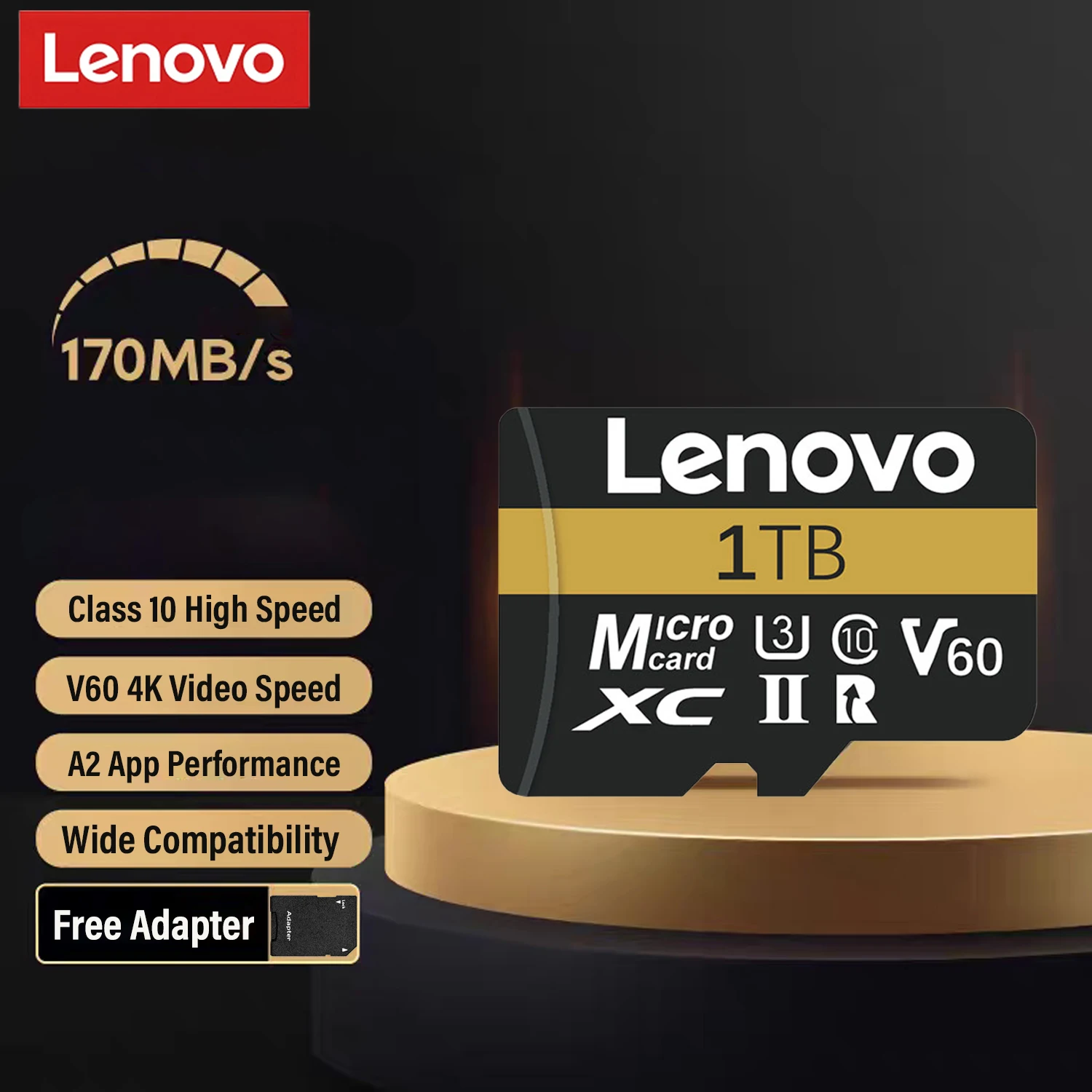 

Lenovo High-Speed SD Memory Card 1TB U3 Micro SD Card Class 10 V60 TF Flash Cards 512GB 256GB 64GB TF Card for Phone Camera