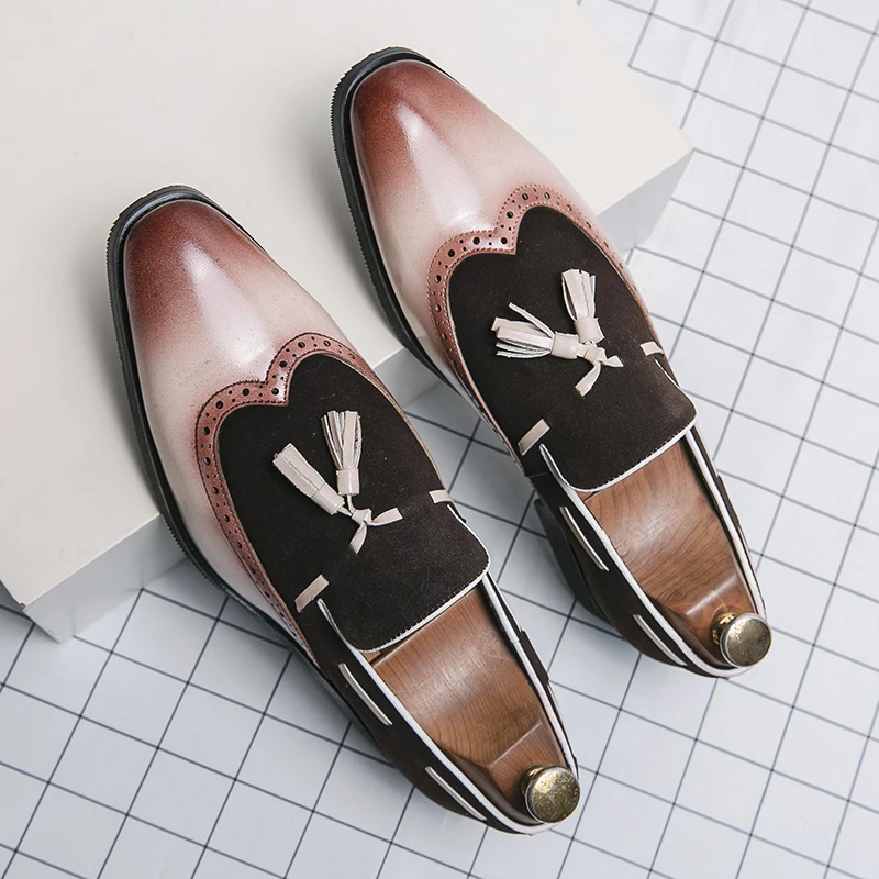 

Summer Plus Size (38-48) Men Patchwork Tassel Loafers Lightweight Breathable with Beautiful Fashionable Color Matching