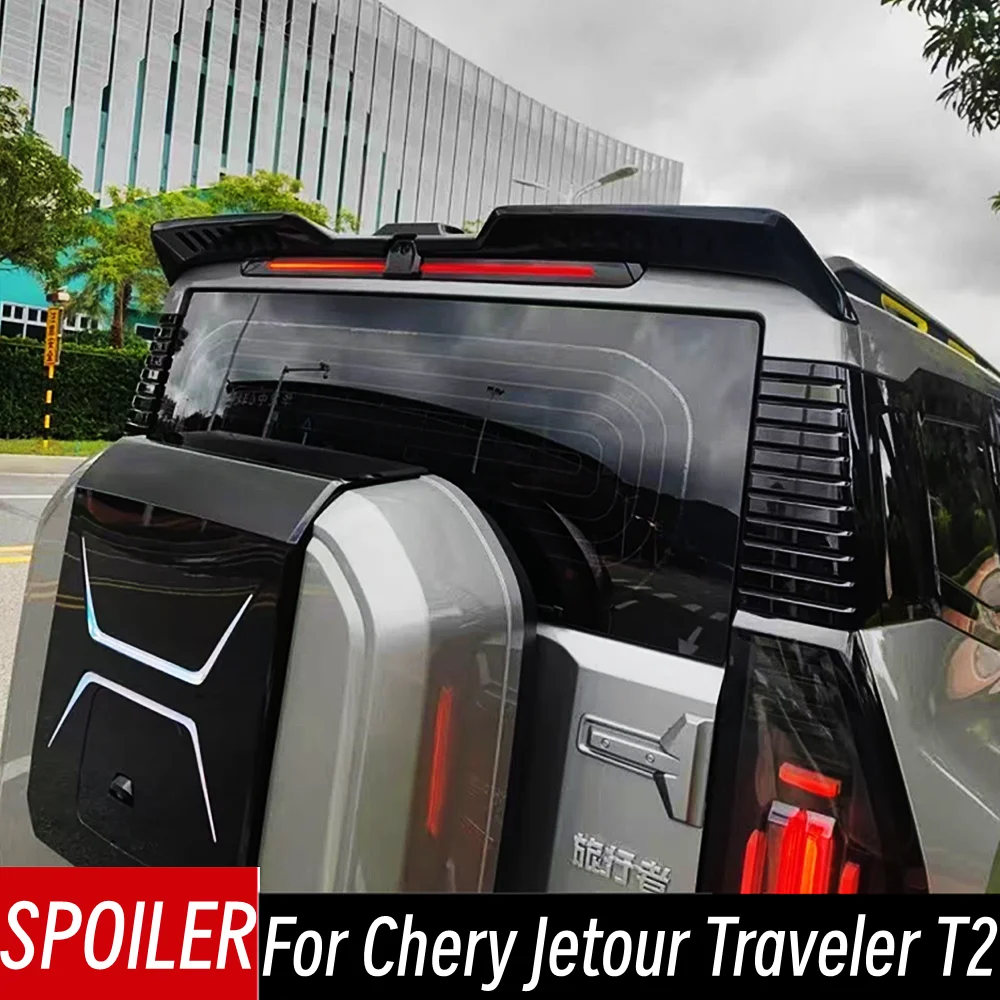 

For Chery Jetour Traveler T2 2023-2024 Rear Roof Trunk Lid Spoiler Wings ABS Plastic Carbon Black Car Exterior Accessories Part