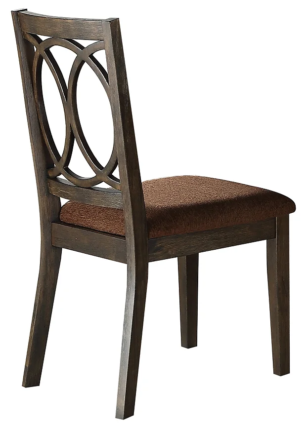 #Modern Waterproof Brown Fabric & Espresso Finish Dining Chair Set Of 2 For Apartment