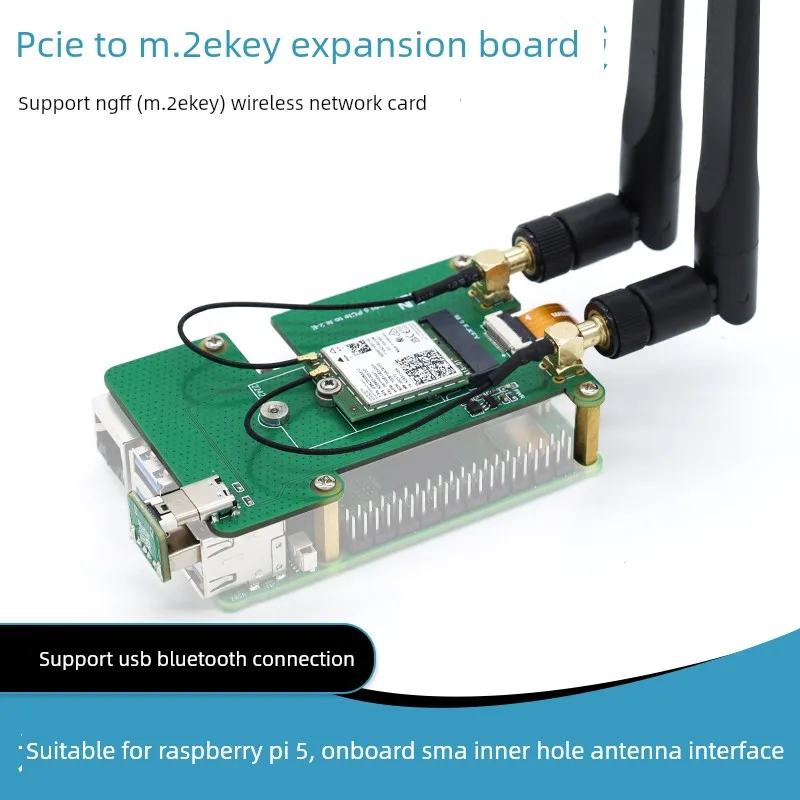 High-quality Raspberry Pi 5 Dedicated PCIe To M.2 Wireless Network Card Adapter USB For 5V Supports WiFi6/WiFi7 Embedded