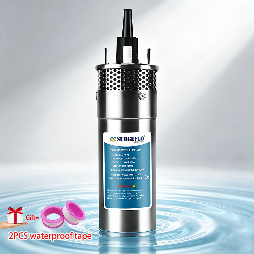 

High Lift DC12/24V Deep Well Submersible Pump Solar Energy Water Pump 8/12L/min for Garden Farm Livestock Home Watering