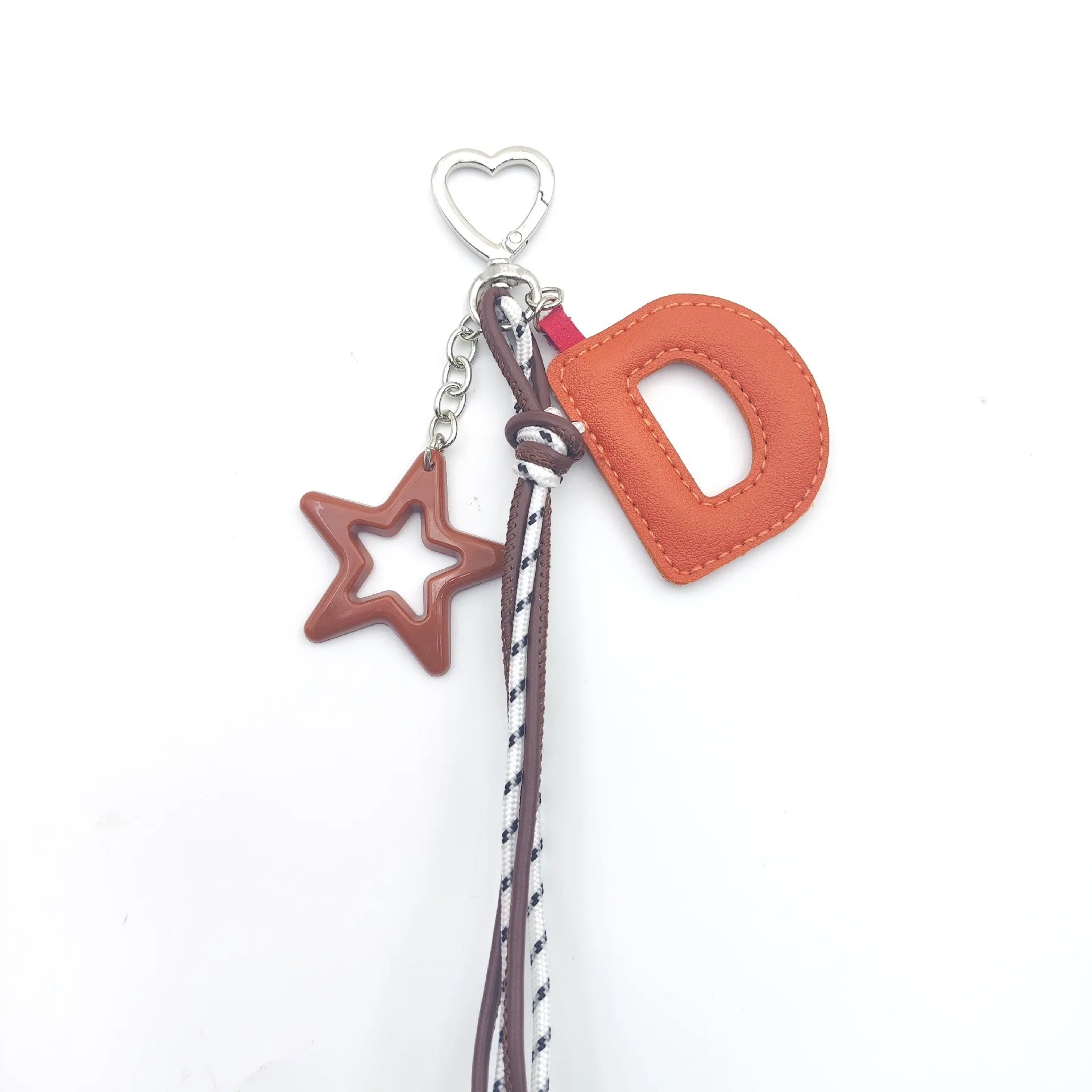Neuer Acryl-Sternanhänger Leder-Buchstaben-Schlüsselanhänger Geflochtenes Schlüsselband Vielseitiger Niedlicher Schlüsselanhänger Taschen-Accessoire Anhänger Geschenk Großhandel – Detail 7