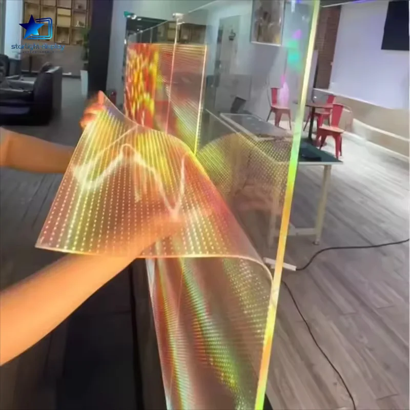 High Brightness Transparent Film LED Screen Indoor Shop Window Advertising Flexible Display