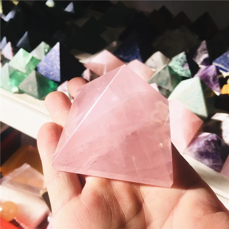 

Natural Rose quartz crystal Protection Pyramid Large Pink Decor Pyramid Reiki Healing Wholesale