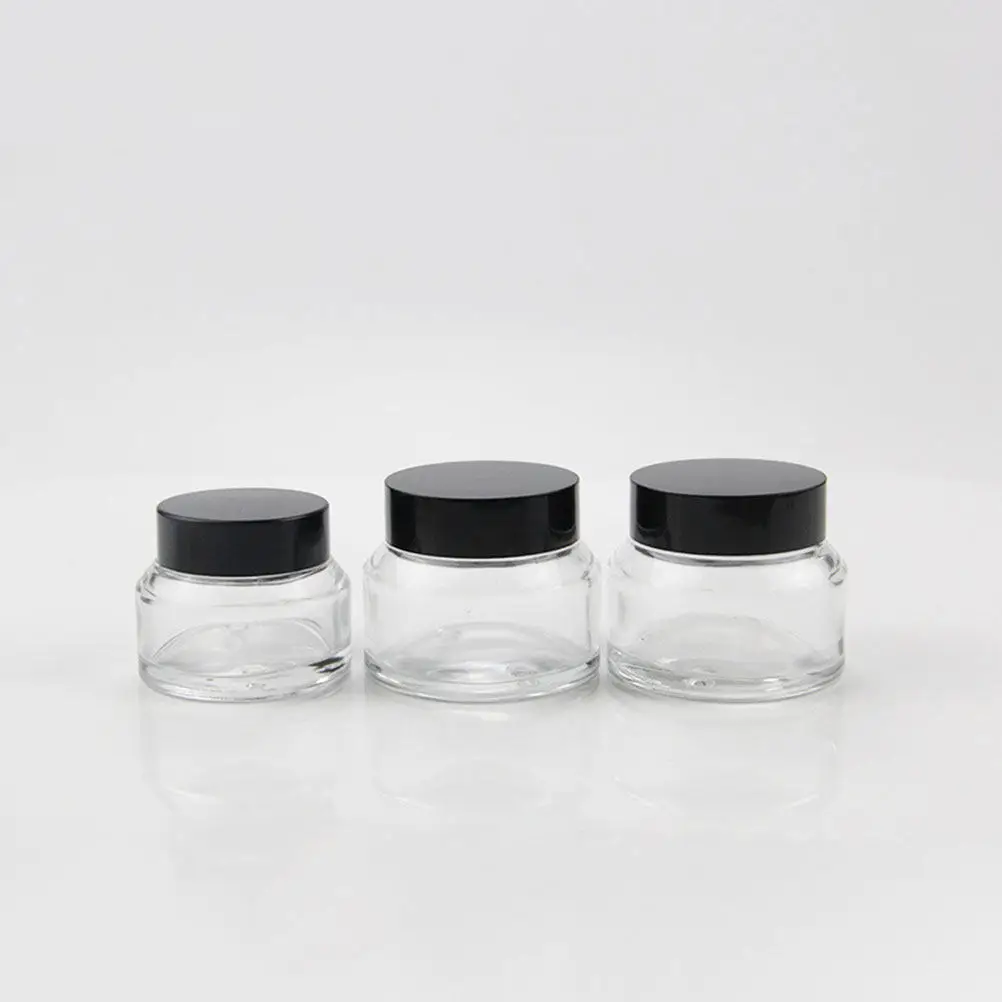 12Pcs 50g Empty Glass Cream Bottles Practical Travel Storage Sub Packaging Jars Creams Sub Bottles Cosmetics Sample Boxes