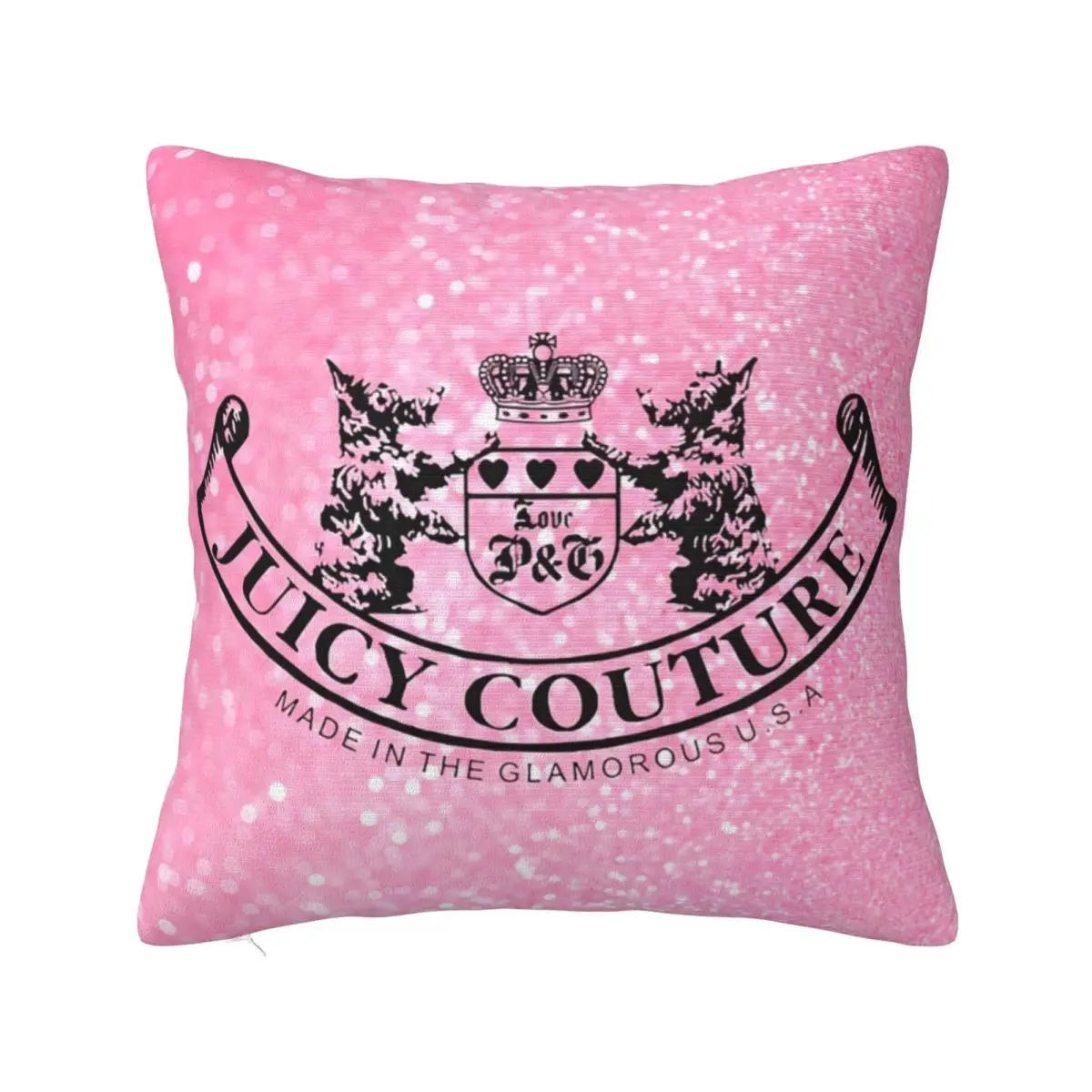 Juicys Pink Y2K JC Square Pillow Case Coutures Cushion Cover Zippered Decorative Throw Pillow Case Cover for Living Room 40x40cm