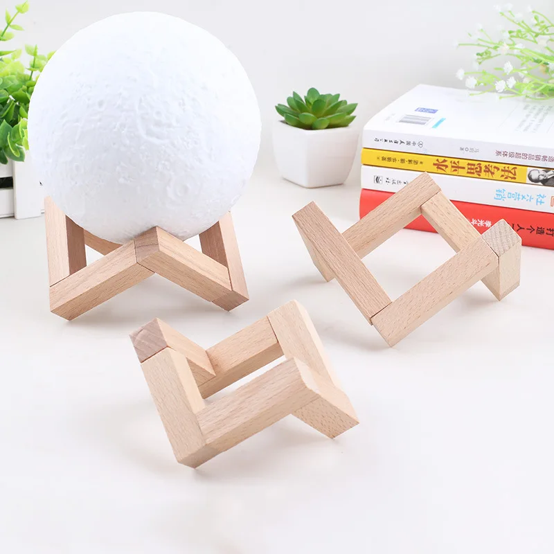 

100Pcs Lunar Moon Lamp Wood Bracket Moon Shaped Lamp Holder Ball Solid Shaped Light Stand Base Fitting 3D Print Moon Lamp Base