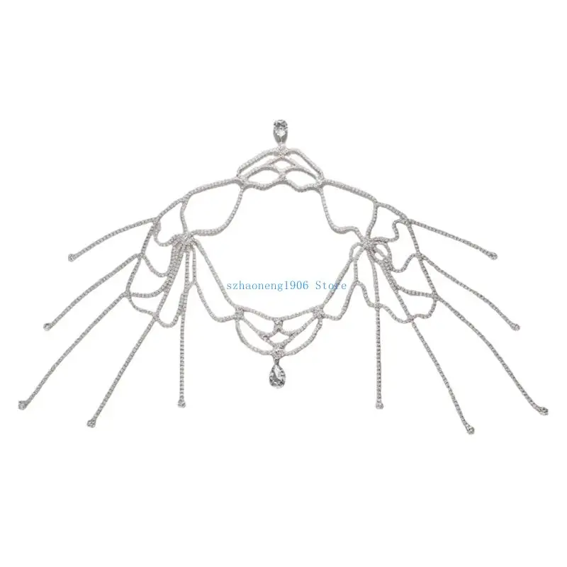 

85LF Fringe Shoulder Accessory Rhinestones Embellished Alloy Chain Perfect For Special Occasions