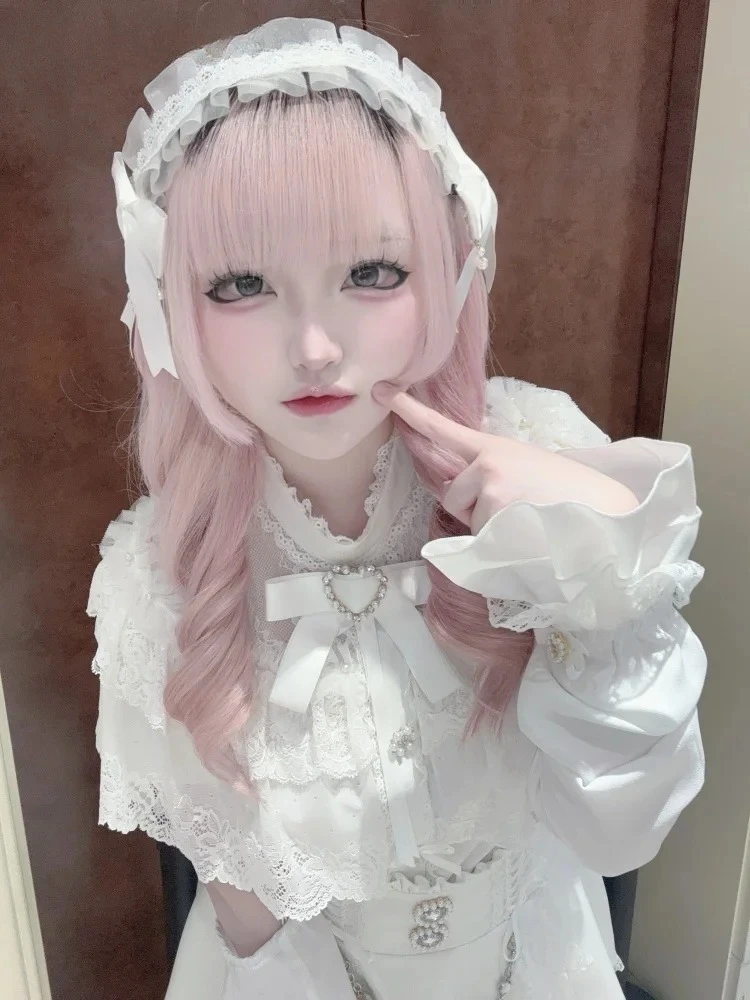 

Mine Series Mass-produced Original Japanese Versatile Top Sweet Girl Lace Cape Shirt Heavy Industry Long Short-sleeved Blouse