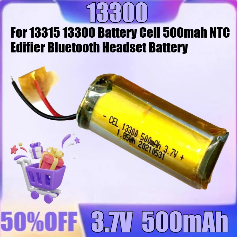 

2pcs New 13300 3.7V 500mAh High Quality Battery for 13315 13300 Battery Cell 500mah NTC Edifier Bluetooth Headset Battery