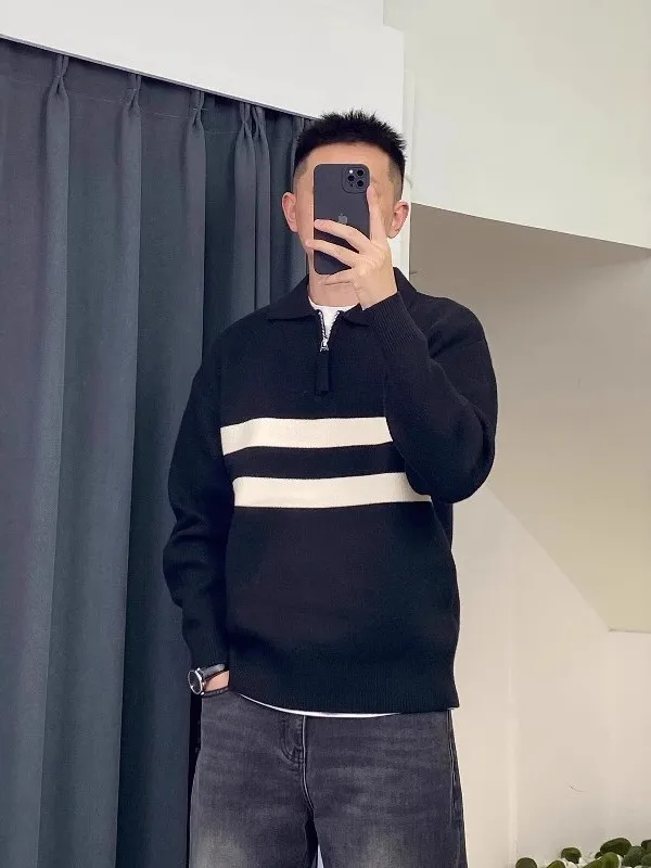 

Высококачественный мужской вязаный свитер с цветными блоками, осенне-зимняя толстовка на молнии, повседневный утепленный лонгслив