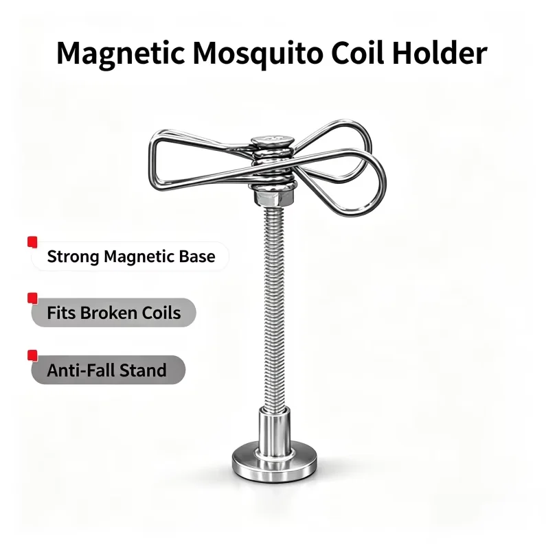 Magnetic Metal Mosquito Coil Holder Adjustable Spring Clip Stand Vertical Anti Fall Mosquito Incense Holder