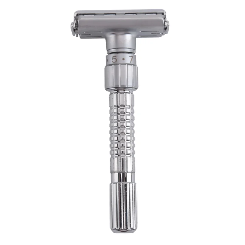 AB47-New ajustável borda dupla navalha clássico masculino barbear lâminas de segurança liga zinco manual barbeador com caixa viagem