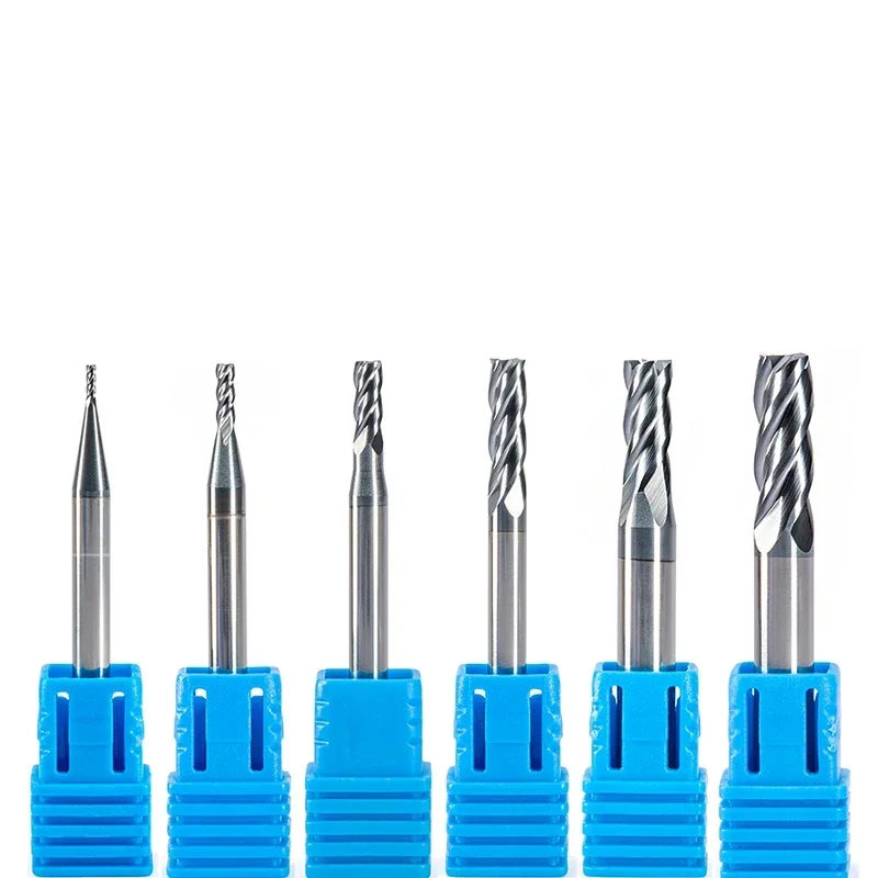 HRC55 Carbide End Mill 4 Flutes Milling Cutter Cutting Tool CNC Maching Coating Flat Endmills For Stainless Steel Metal 75/100mm