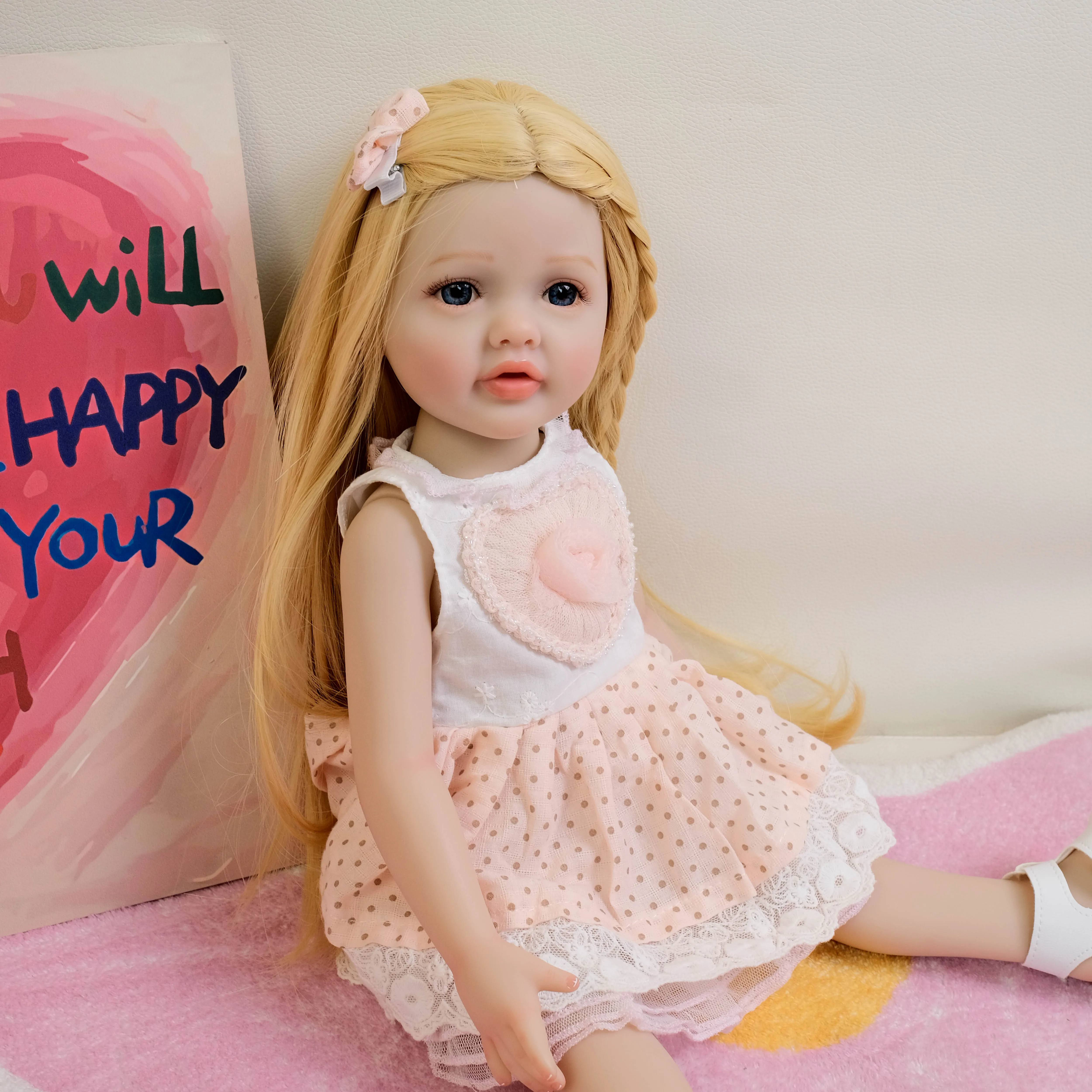NPK 18 inch Betty Levensechte Reborn Baby Meisje Full Body Standable Pasgeboren met 3D Huid Geschilderd Meerdere Lagen Pruik Inbegrepen