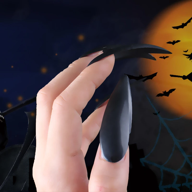 10 sztuk/zestaw Halloween Vampire Witch fałszywy Nail Party DIY dekoracje Event Party Claw rekwizyty Masquerade Cosplay dorosłych chłopców zabawka