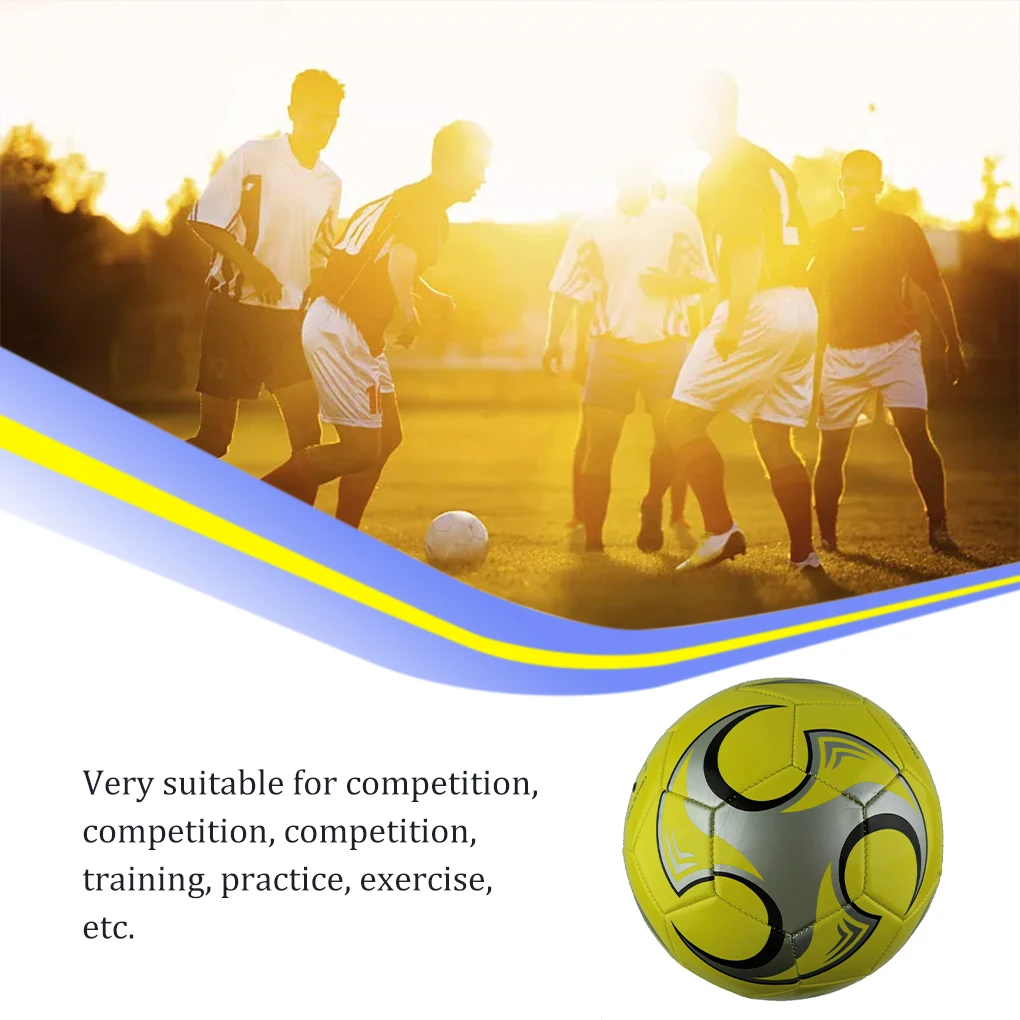 Soccer Ball PU Leather Size 5 Park School Playground Match Balls Professional Exercise Football for Adults Yellow