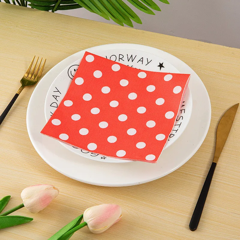 20Pcs/Pack Polka Dot Printed Disposable Table Dinner Tissue Napkins Paper Restaurant DIY Party Decoration