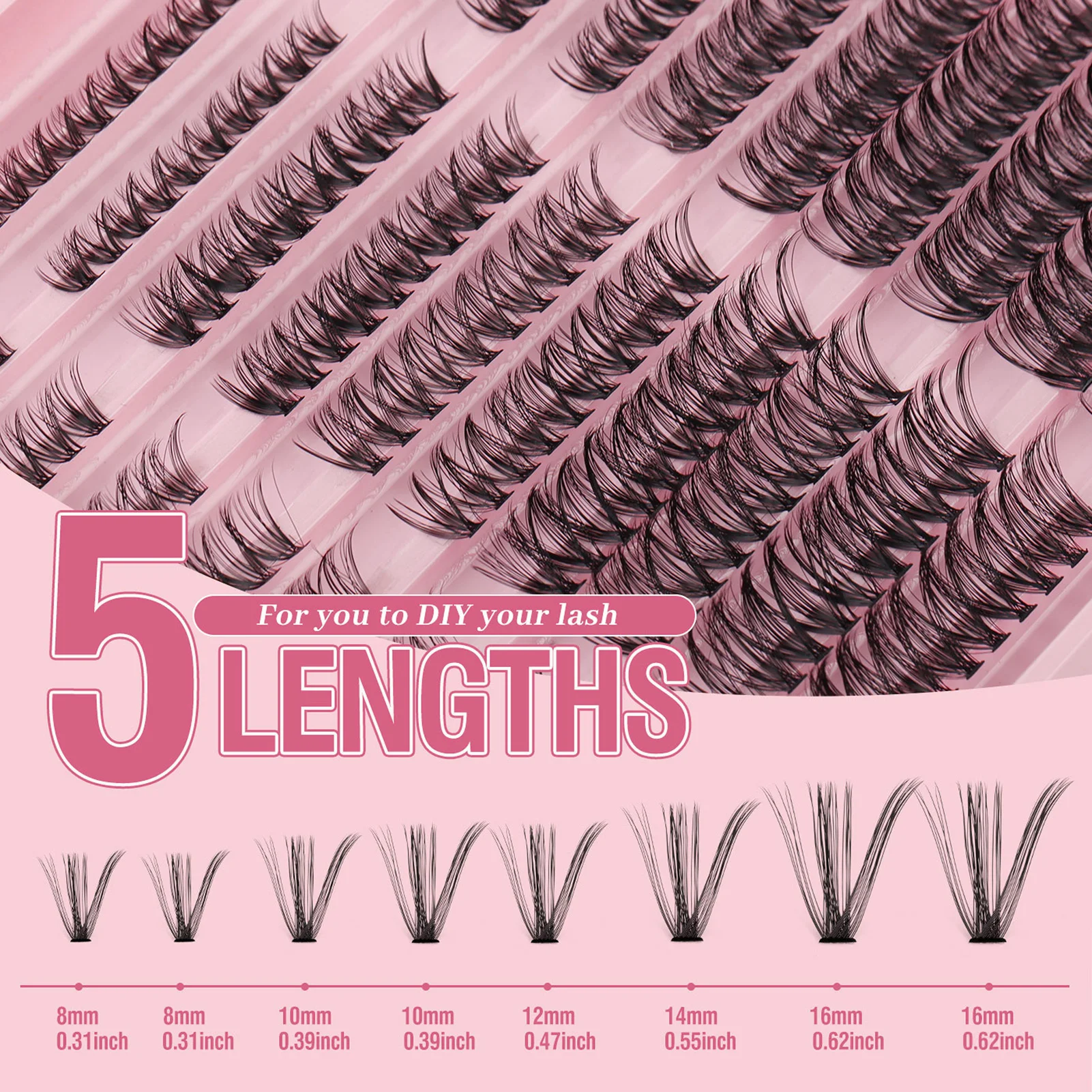 Individual Lashes 8-16mm 300pcs Cluster Lashes Natural Look Mixed Tray DIY Eyelash Extension Volume Lash Clusters Eyelashes