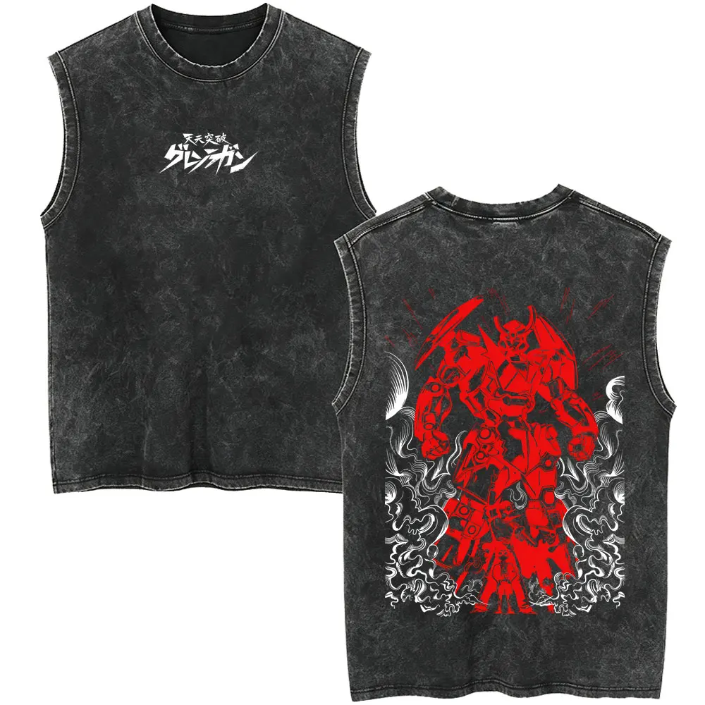 Camisetas sin mangas de estilo vintage con estampado de anime Tengen Toppa Gurren Lagann, camisetas de hombre de corte amplio, ropa de hombre, camiseta sin mangas con motivos de dibujos animados.
