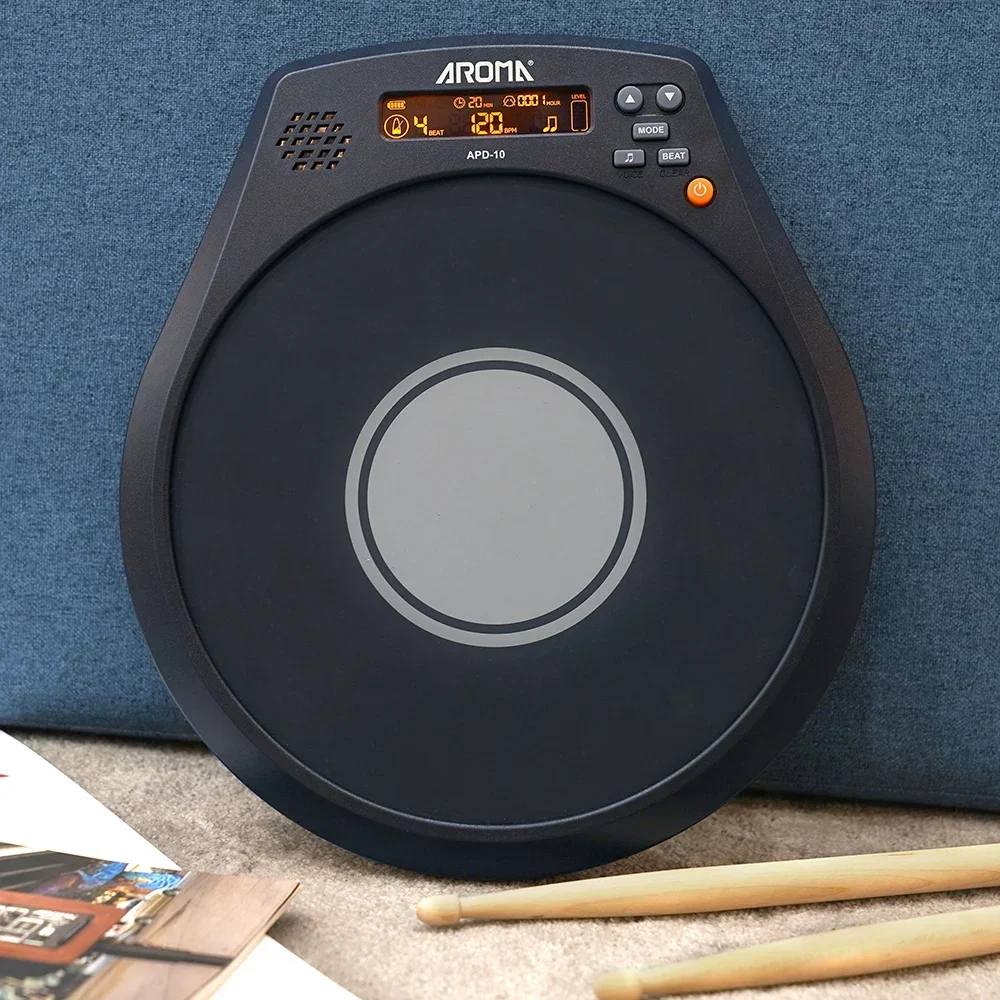 

AROMA APD-10 8-дюймовый перезаряжаемый многофункциональный электронный тупой барабанный блок с обнаружением скорости, цифровой метроном, тренировочные барабанные колодки