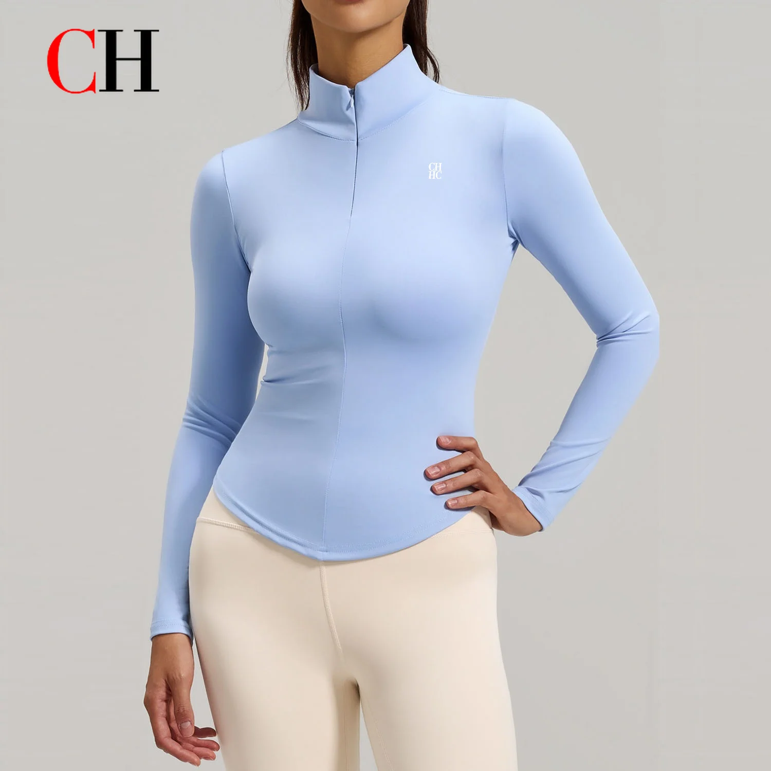 CH Women Athletic Zip Up Jacket Long Sleeve Yoga Shirt Slim Fit Gym Workout Running Fitness Sportswear