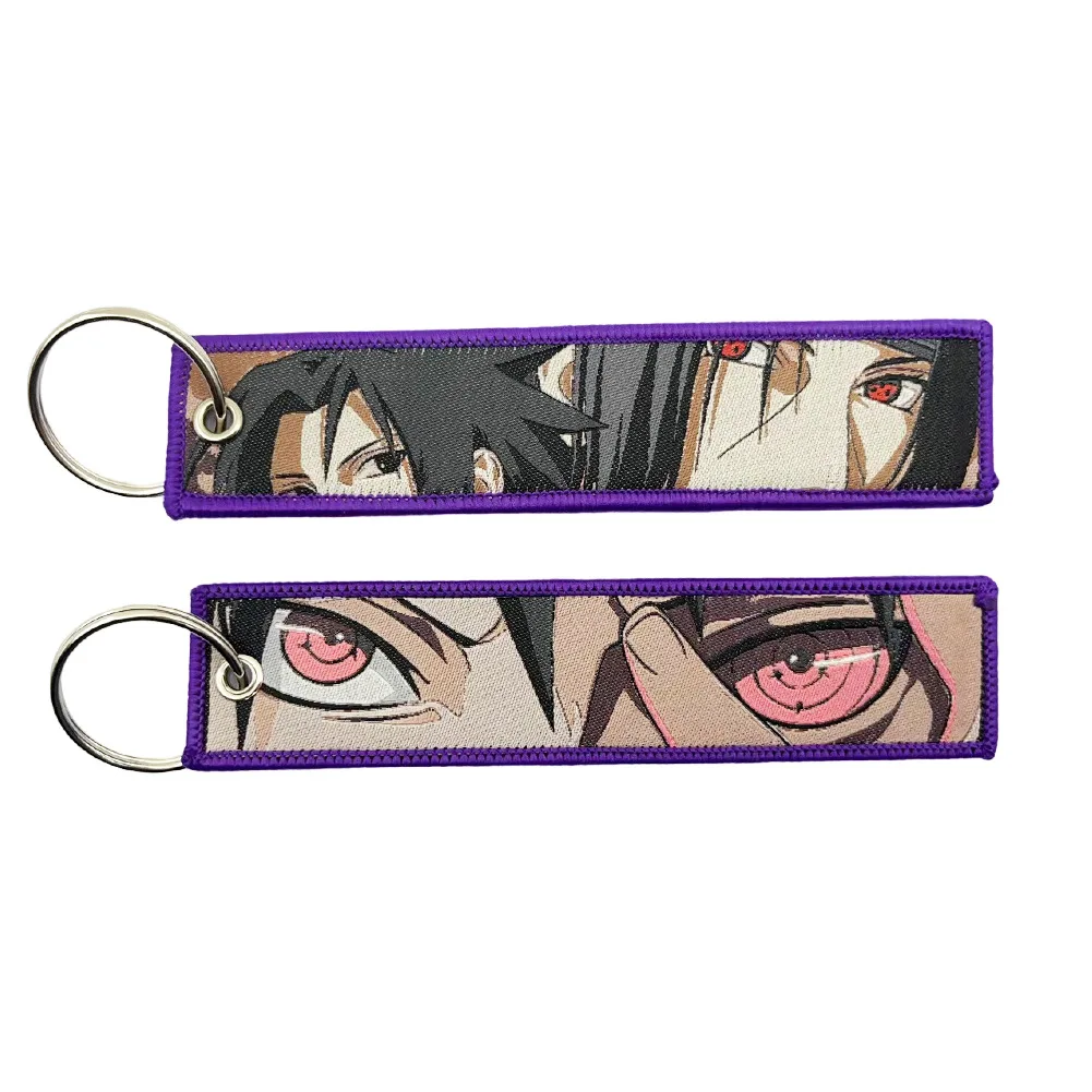 NARUTO Itachi Sasuke Kakashi Cloth Woven Label Anime Keychain Bag Decoration Keyring Accessories Pendant Children Toys Gifts