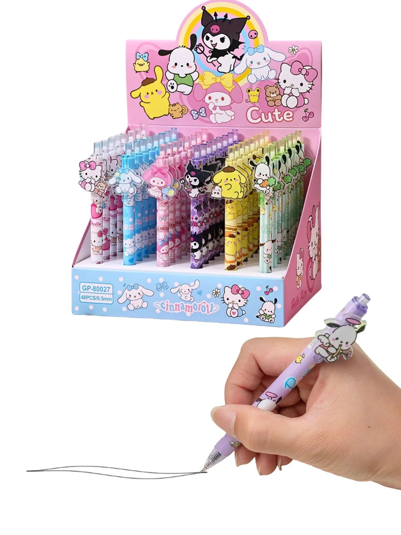3/6/12 قطعة قلم ضغط أكريليك سانيرو |   شخصيات كرتونية Hello Cute Kitty، Kuromi، My Melody، Cinnamoroll، قلم جل ذو مظهر جيد