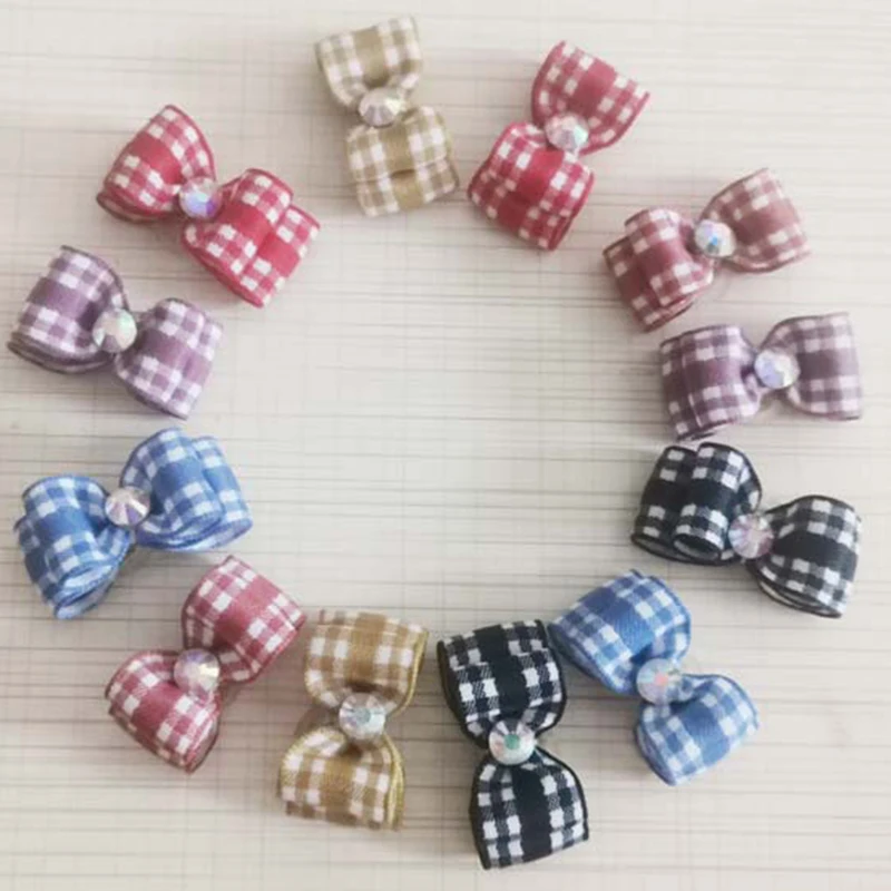 10Pcs 20Pcs/lot Dog Hair Bows Rubber Band Mixed Colors Cat Grooming Hand-made For Pet Puppy Cat Bowknot Mini Accessories